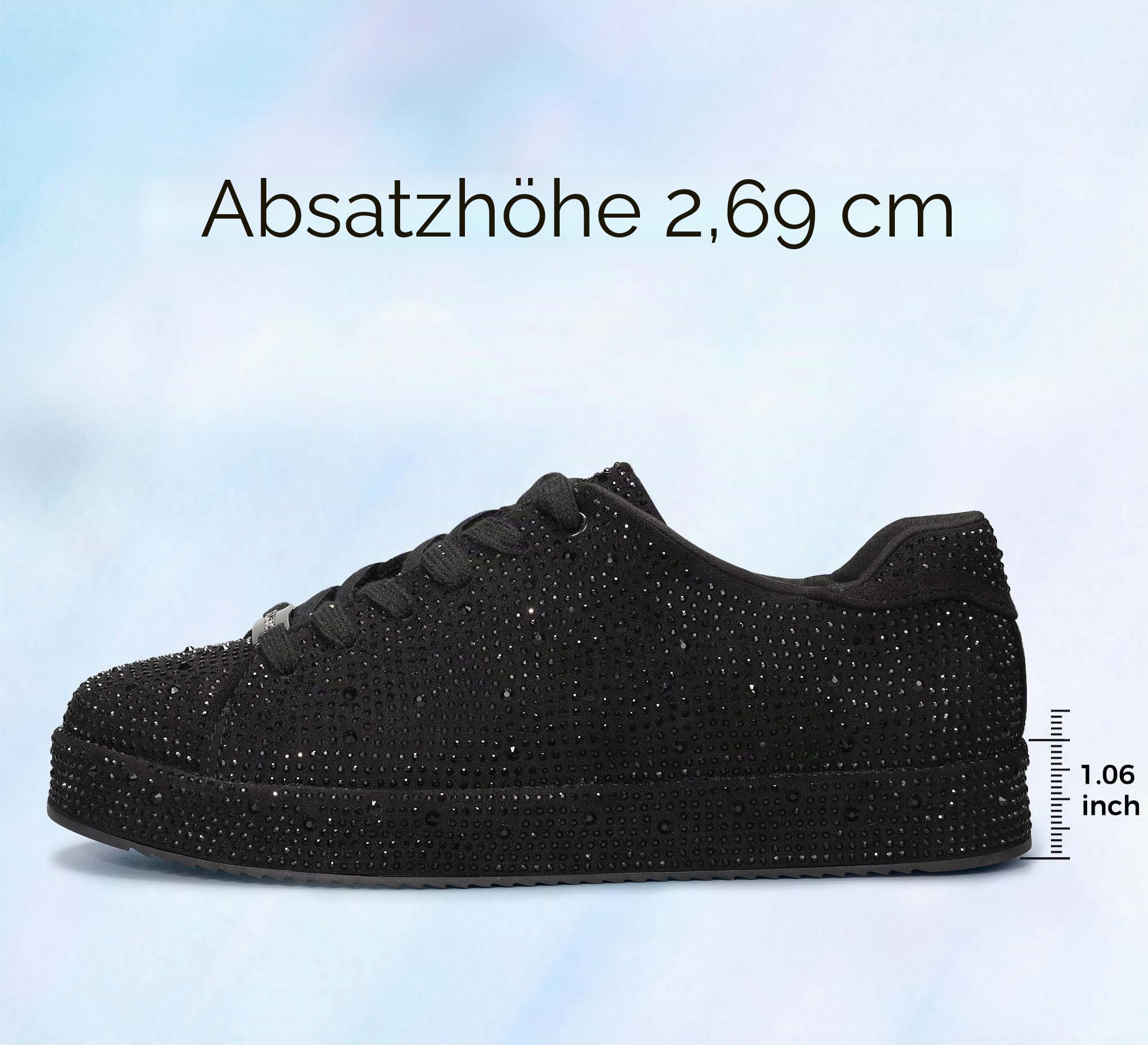 LUCKY STEP Damen Plateau Sneaker mit Strass, Funkelnde Schuhe