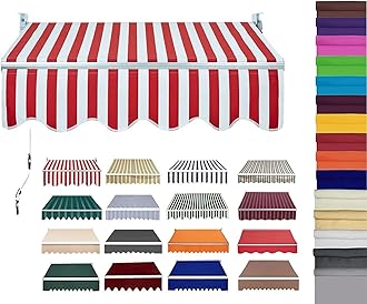 Retractable Patio Awning Replacement Fabric (Without Frame) Waterproof Shade Sun Shade Awning Cover Outdoor Patio Canopy Sunsetter Deck Awnings Polyester(D,(13x8ft) 4x2.4m)