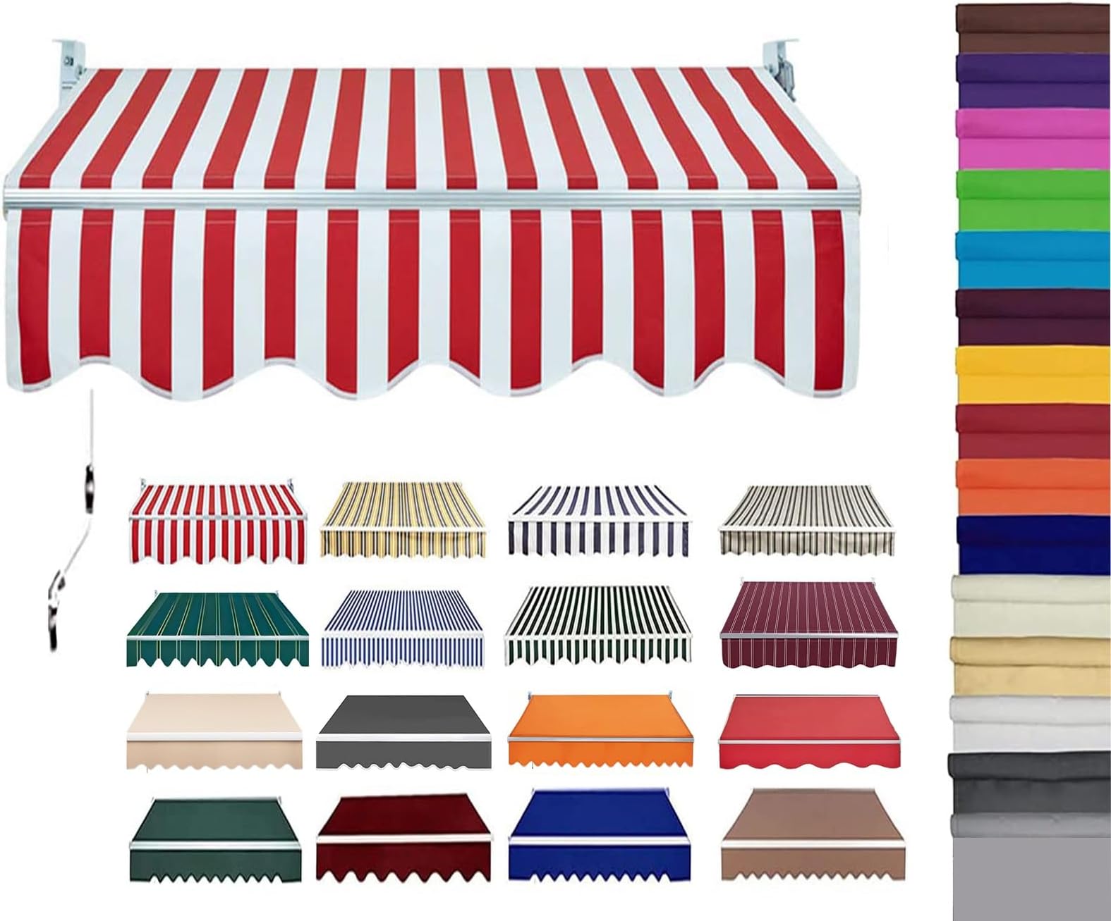 Retractable Patio Awning Replacement Fabric (Without Frame) Waterproof Shade Sun Shade Awning Cover Outdoor Patio Canopy Sunsetter Deck Awnings Polyester(D,(10x6.5ft) 3x2m)