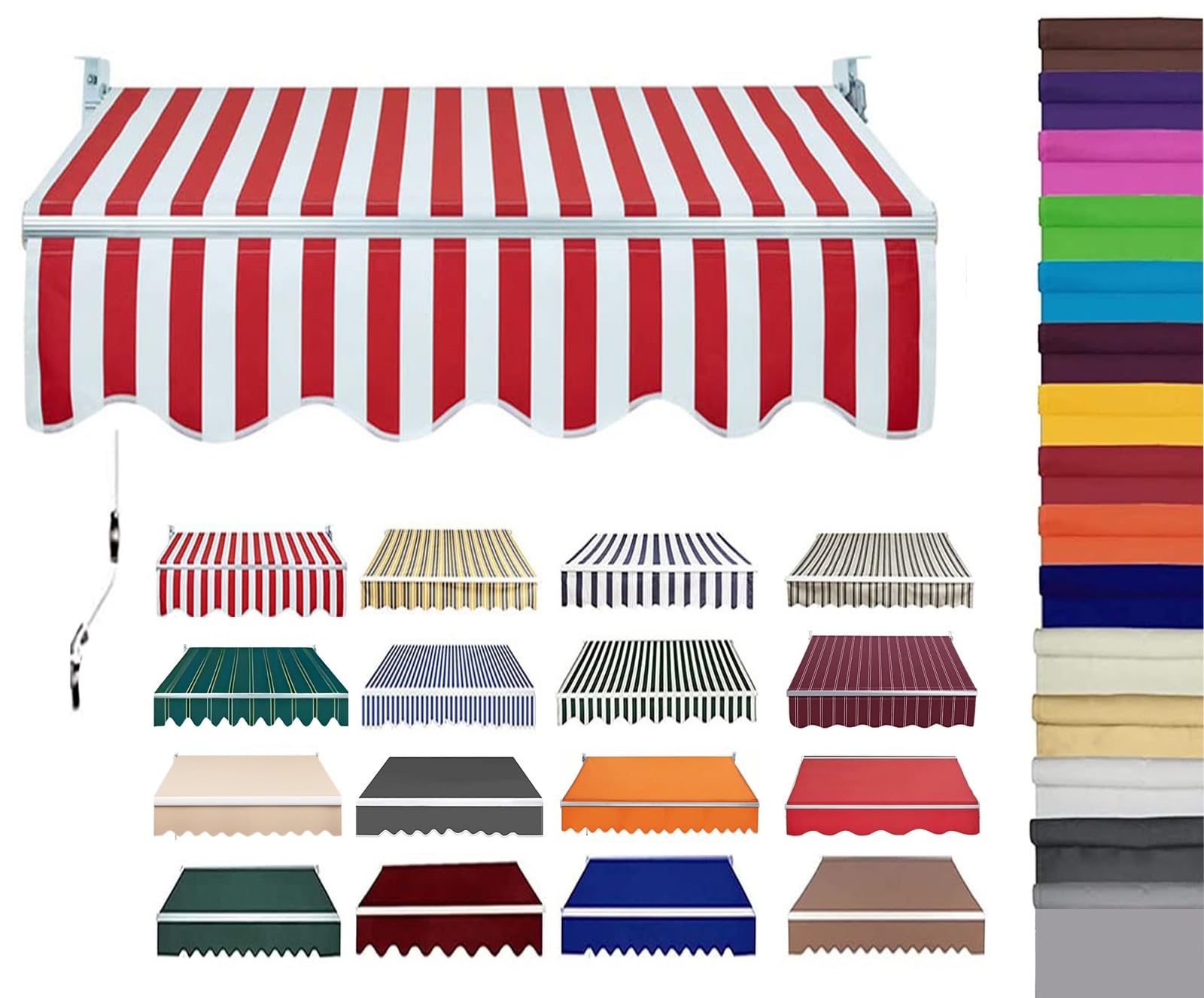 Retractable Patio Awning Replacement Fabric (Without Frame) Waterproof Shade Sun Shade Awning Cover Outdoor Patio Canopy Sunsetter Deck Awnings Polyester(D,(13x8.2ft) 4x2.5m)