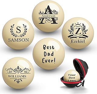Personalized Billiards Cue Ball with Pouch, Engrave Text or Logo, Custom Monogram 57mm Cue Ball, Birthday Gifts for Dad, Husband, Billiards Player, Billiards Lover, Wedding Father's Day Gifts