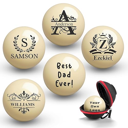 Bola de billar personalizada con taco y estuche, grabar texto o logotipo, monograma personalizado de 57mm, regalos de cumpleaños para papá, esposo,