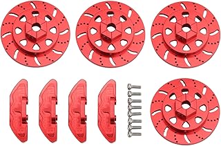 Dilwe RC Wheel Brake Disc, 4 Pcs/Set RC Alloy Disc Brake Caliper Set 39mm/1.5inch High Simulation RC Brake Disc Drive Hub for Axial RBX10 Ryft 1/10 RC Car Upgrade Parts, 3 Colors(red)
