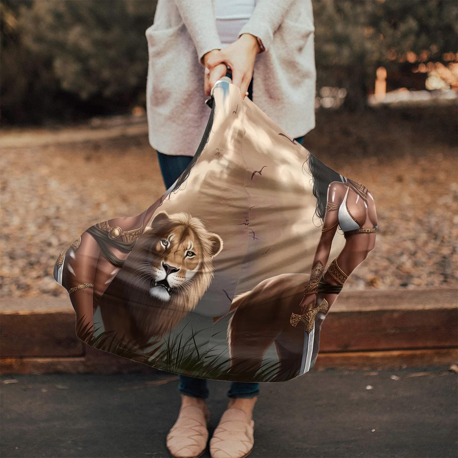 Nursing Cover for Breastfeeding Scarf, Lions Women Africa Baby Car Covers Super Soft Multi Use for Canopy Shopping Cart Cover Blanket Stroller Cover