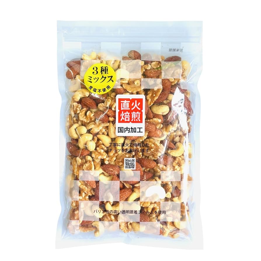 Amazon.co.jp: 3種のミックスナッツ400g 生くるみ アーモンド