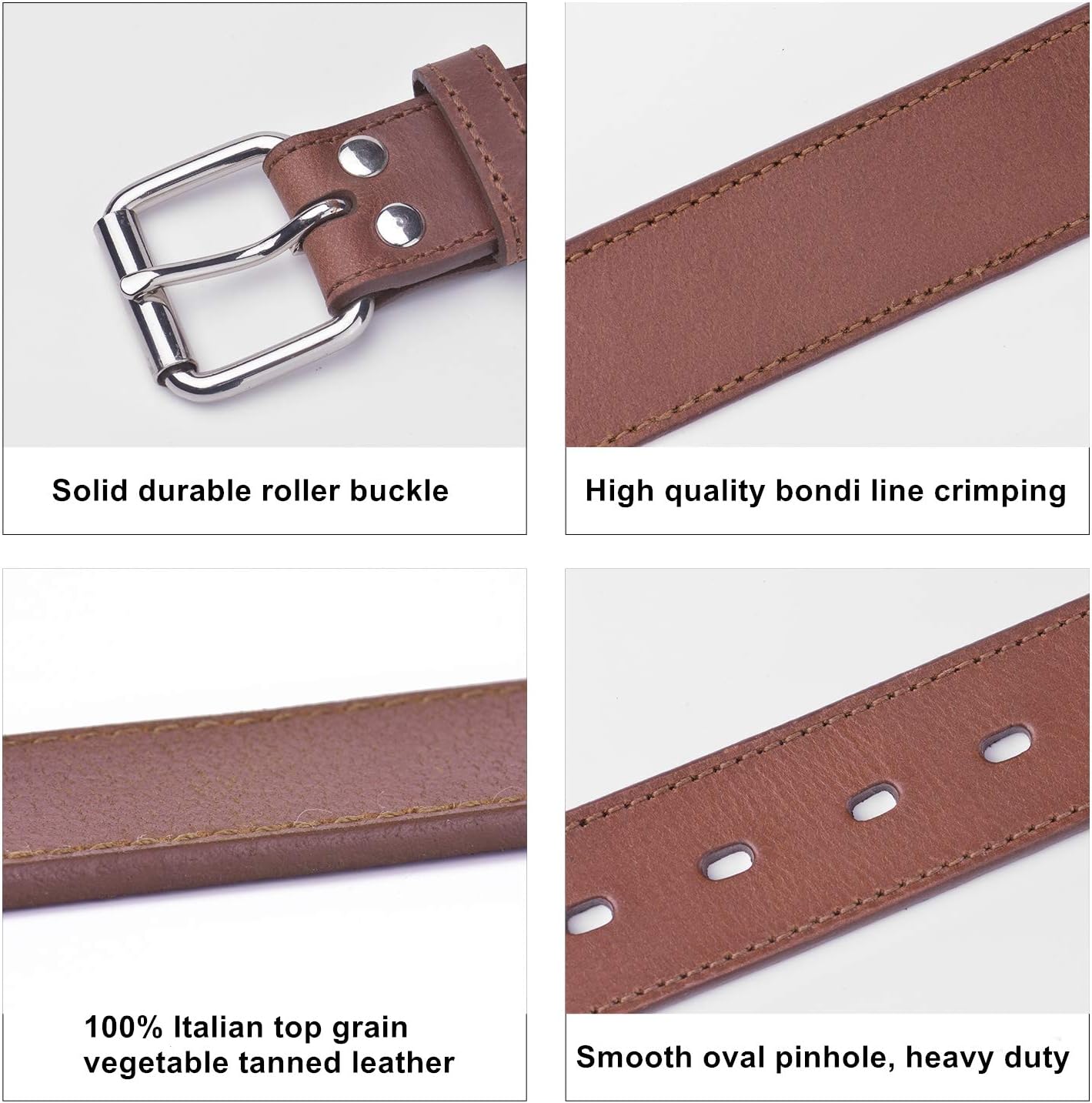 Concealed Carry CCW Leather Gun Belt | Top Grain Leather Belt for Gun Carry | Mens Heavy Duty EDC Belt 1 1/2-Inch - Image 4