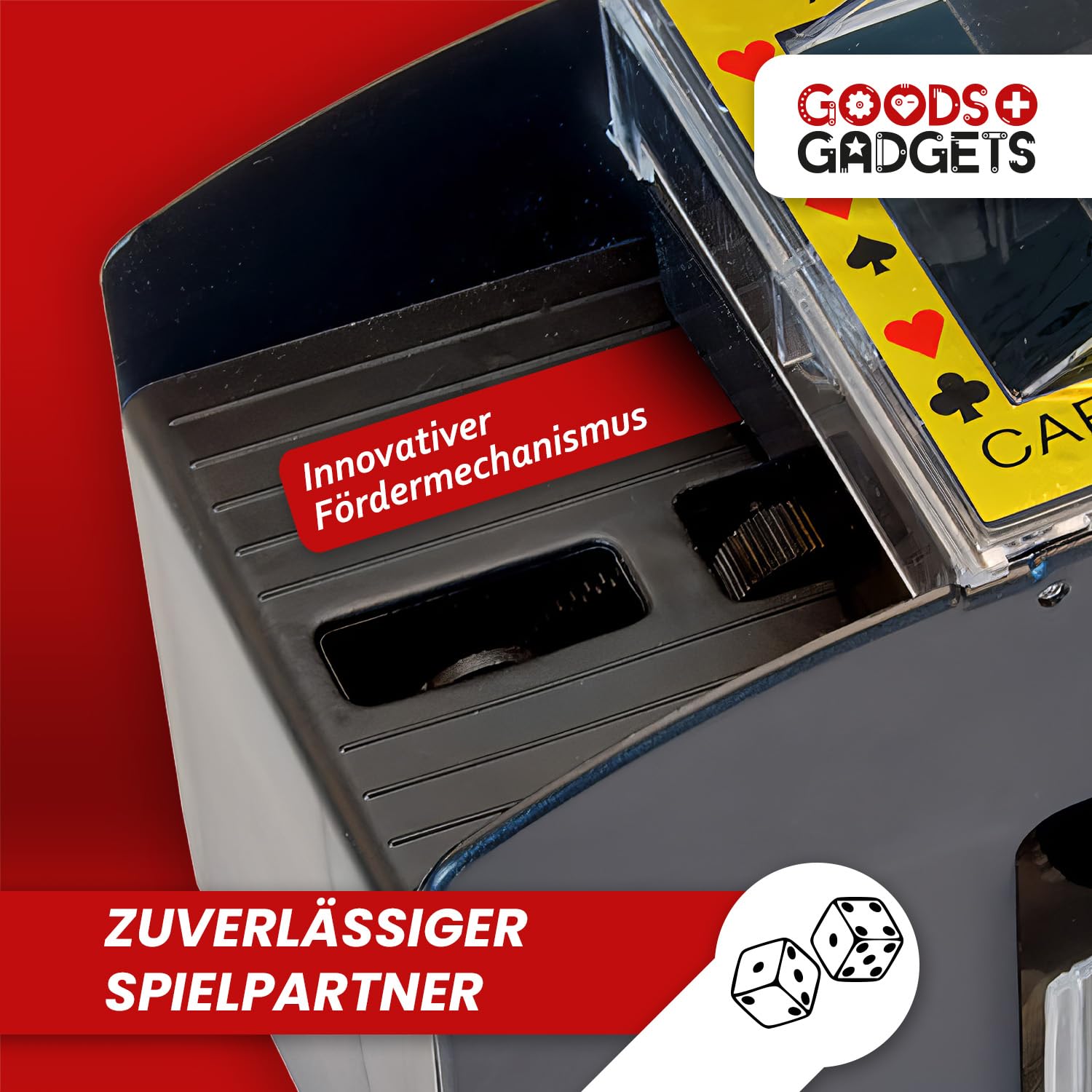 Elektryczny tasowacz kart automatyczny shuffler XXL dla 4 talii zasilany bateryjnie do 90 mm