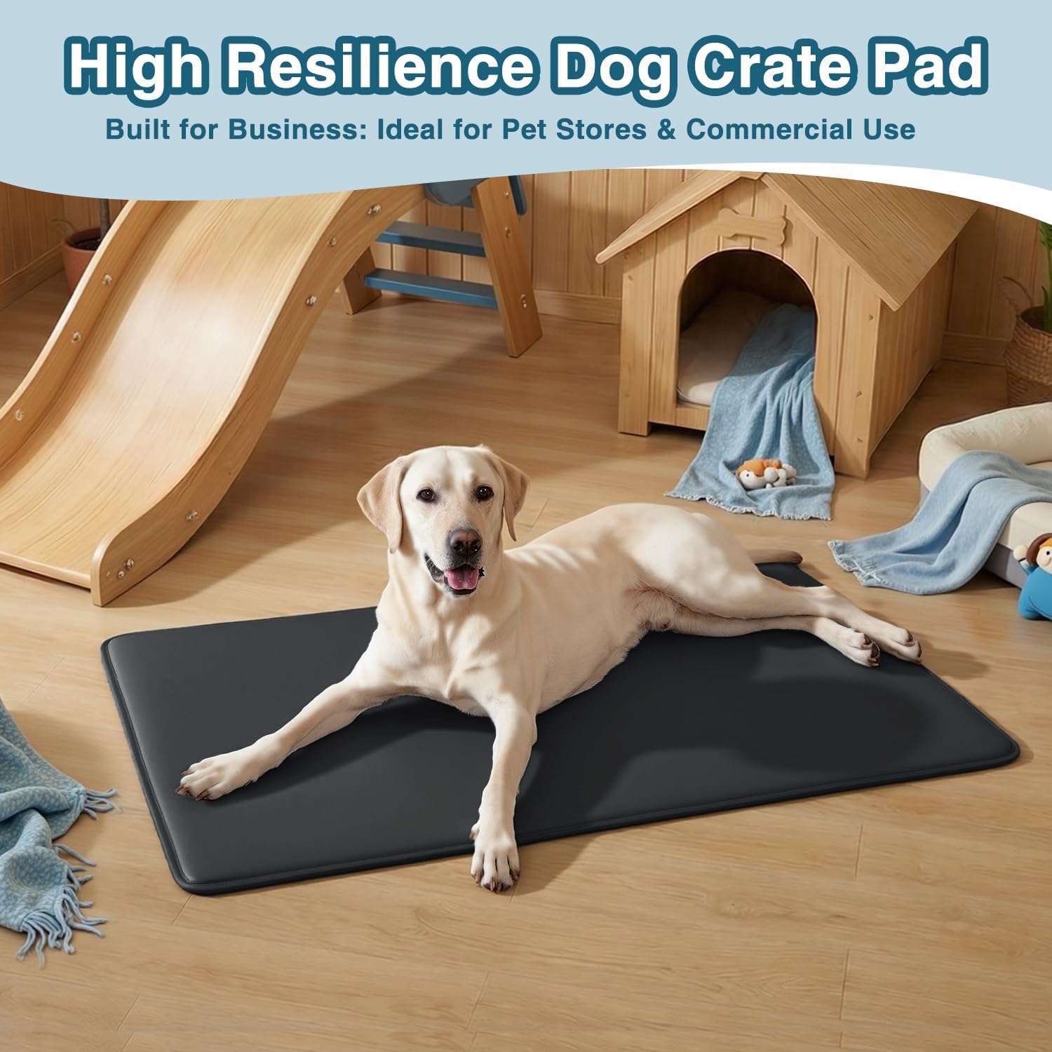 Extra Large Dog Crate Pad Bed, Waterproof Cooling Pet Bed for Large Dogs, Outdoor Pet Bed with High Resilience Foam,Wipe Clean & Easy Rinse, Anti Slip 48 inch Black