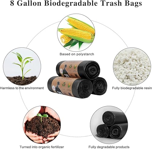 Miniatura 2 de Toplive Bolsa de basura para el hogar, baño, dormitorio, cocina, oficina (negro, 8 galones)
