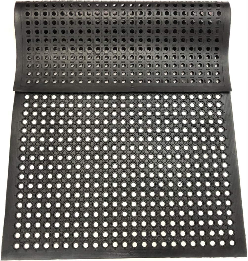 GOOFCXO 穴あきゴムマット 90x210 cm 厚10mm 泥落とし 玄関マット 業務用 ラバー 屋外 カット可能 滑り止め 水抜け 駐車場 飲食店 戸外