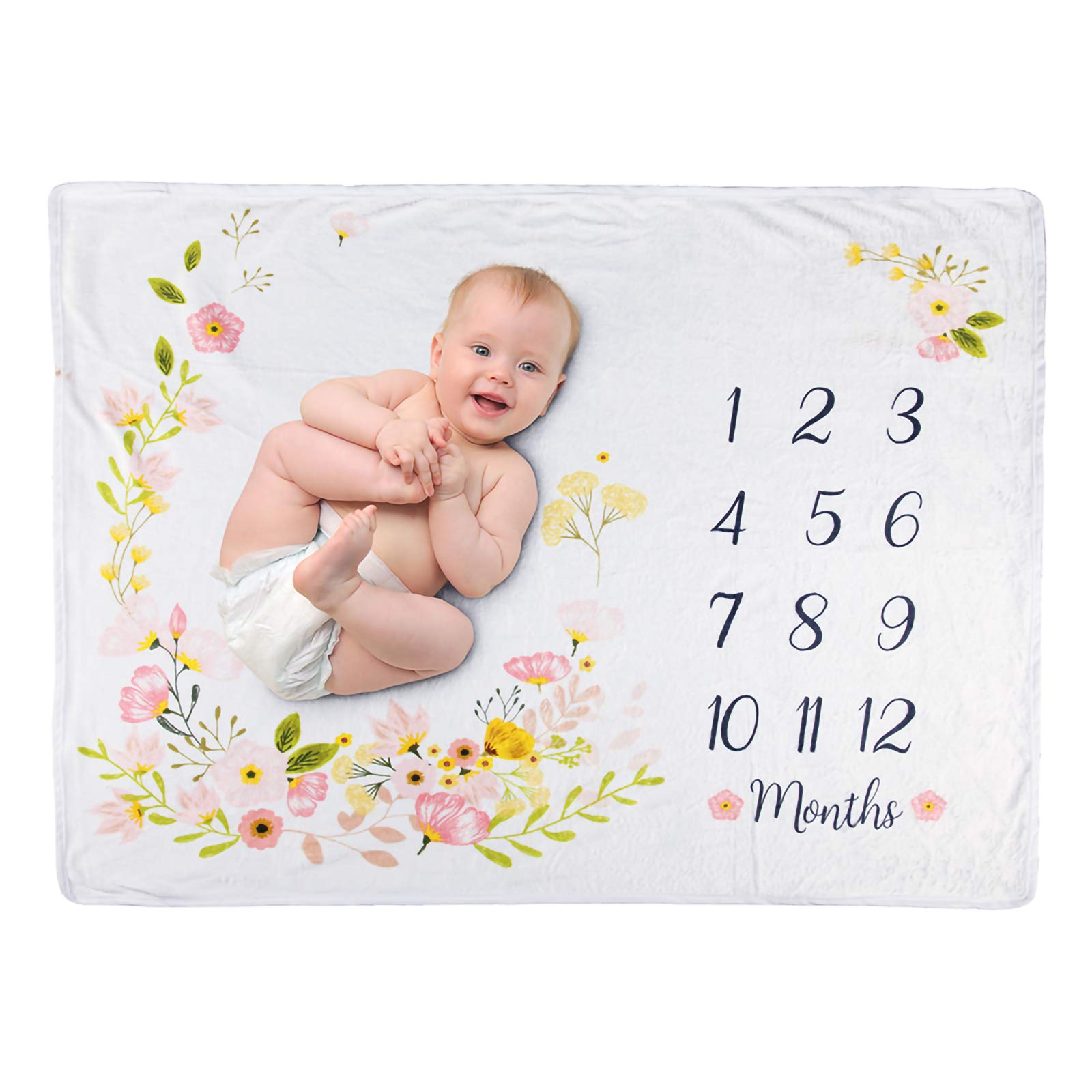 Manta de hito mensual de bebé para niño niña Mantas de Mes de Nombre Personalizado para recién Nacido Baby Shower Mantas de Fondo de Foto Linda para recién Nacido