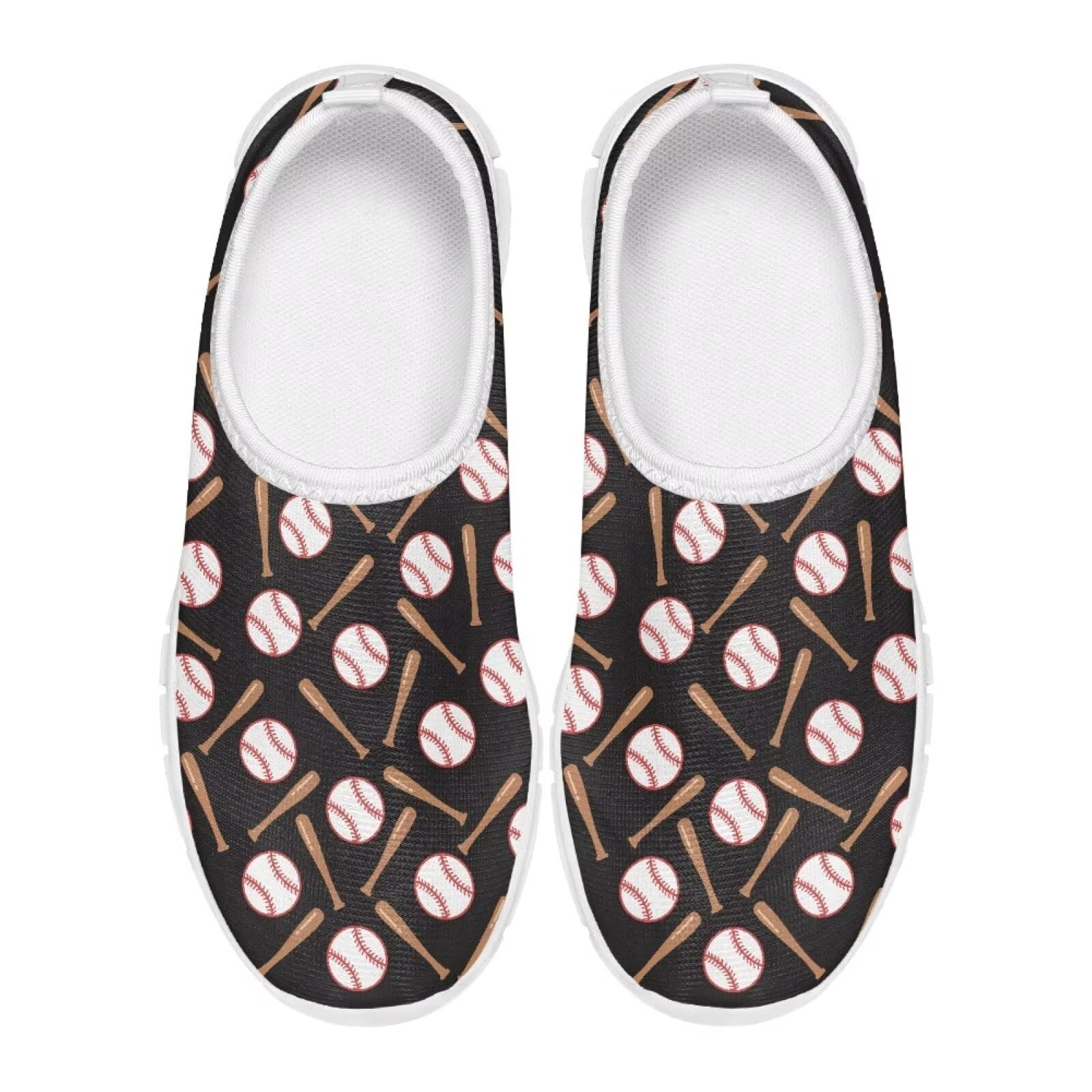 Fonplted Baseball Kids Running Shoes Boys Size 1 Slip On Sneakers Ball Themed Tennis Shoes for Big Kids Gym Athletic Shoes Best Gifts for Baseball Lovers Bowling Shoes