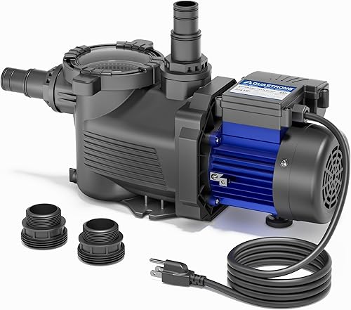 Miniatura 7 de AQUASTRONG Bomba de piscina sobre el suelo de 115 V de alto flujo adaptador de 1.25 pulgadas y 1.5 pulgadas, potentes bombas de piscina