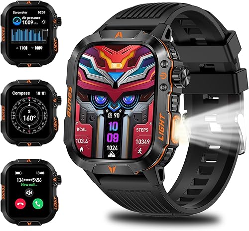 Miniatura 9 de QTLLBT Reloj Militar para Exteriores Altímetro Barómetro Brújula Reloj Inteligente Táctico de Fitness Monitor de Ritmo Cardíaco Monitor de Sueño Más