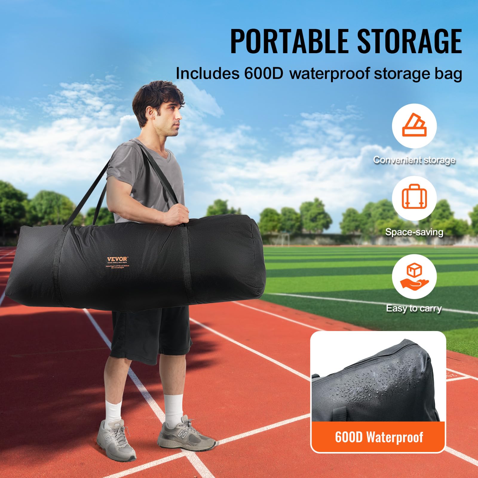 VEVOR Baseball L-Type Batting Cage Net 84" x 38" x 84" Safety Umbrella, Portable Baseball Softball Net with Carry Bag & Ground Stakes