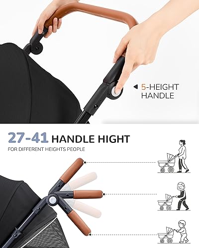 Miniatura 8 de Cochecito para perros grandes y medianos (20 a 132 libras), cochecito para mascotas para 2 perros pequeños, extra grande, resistente, plegable y