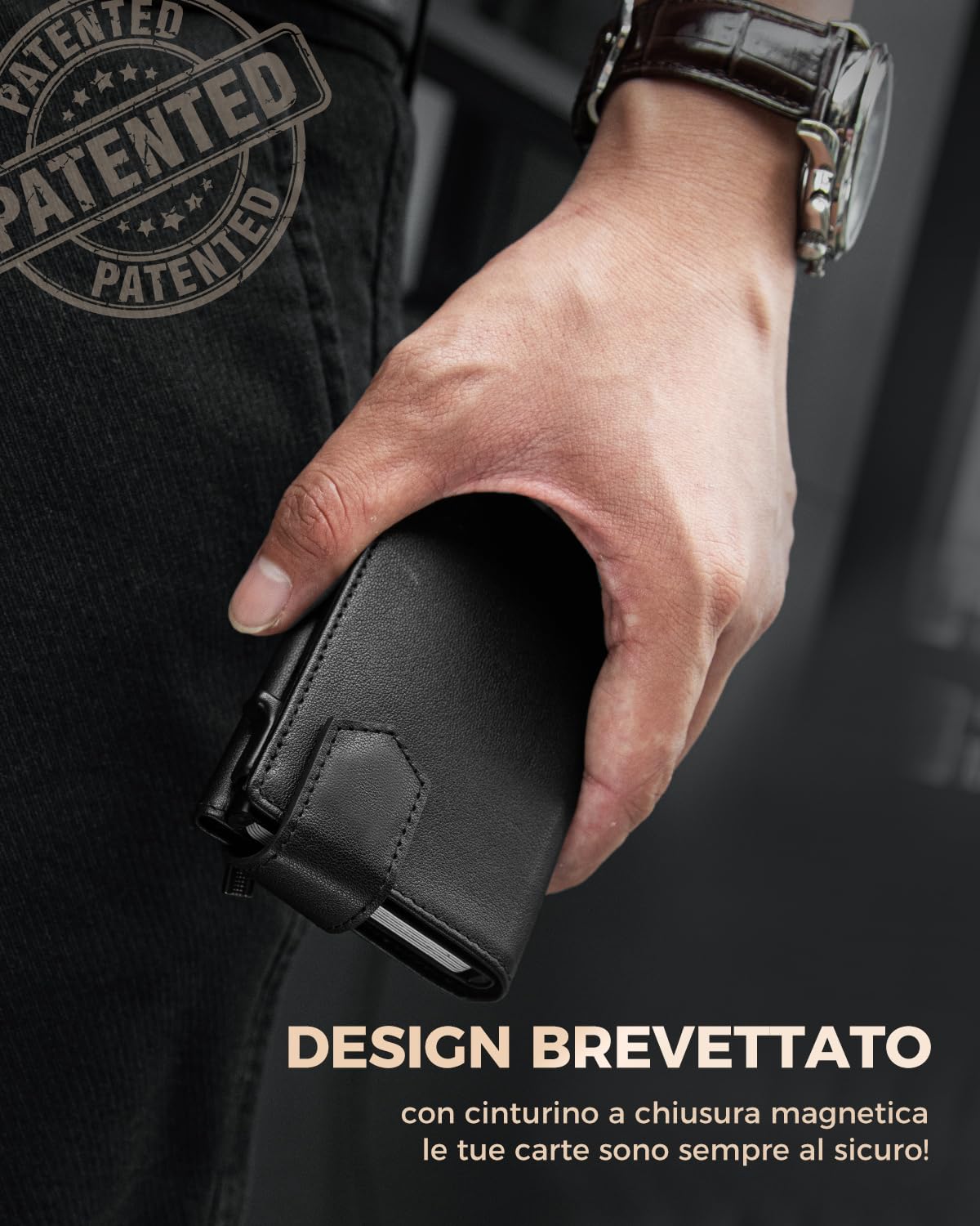LORZOR Portacarte Uomo con Portamonete XXL, Portafoglio Uomo Slim con Chiusura Magnetica, Porta Tessere Tascabile, Porta Carte di Credito in Pelle con Protezione RFID, Wallet Pop-up per 10 Carte