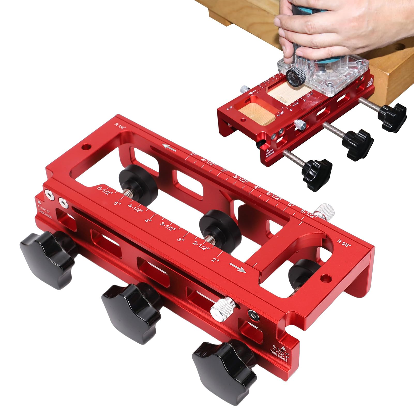 Keenso Door Hinge Template Kit Adjustable Aluminum Alloy Mortise Jig for