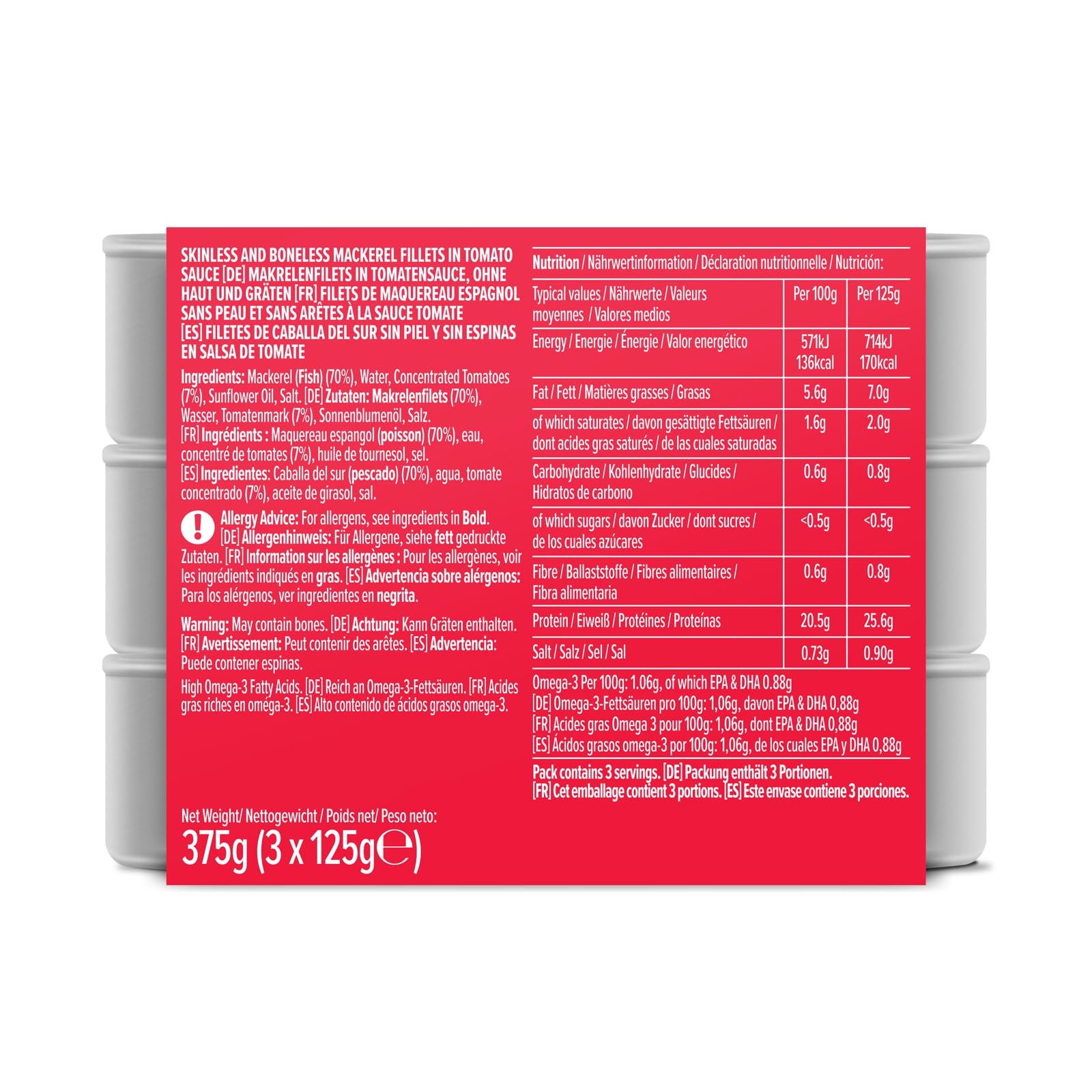 by Amazon Filetes De Caballa Del Sur En Salsa De Tomate, 3x125g