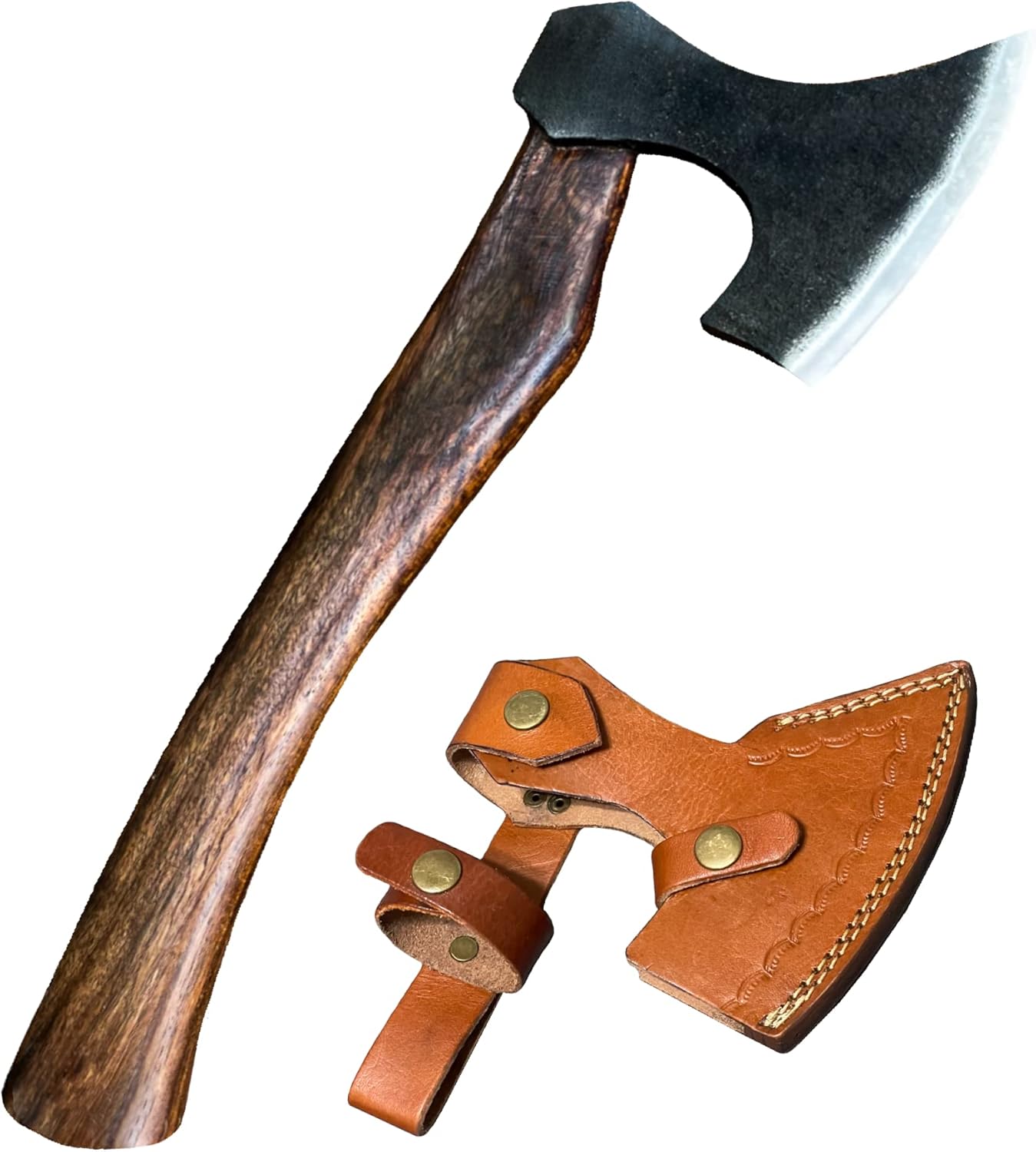 Hungry Hatchets Camping Axes, Throwing Hatchet with Sheath and Wooden Grip, Rose Wood Tomahawk Axe for Outdoor Hunting Survival Hiking, Viking Gifts for Men Dark Brown : Patio, Lawn & Garden