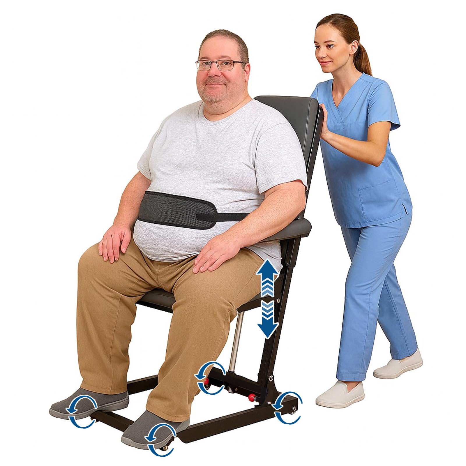 Electric Floor Lift Indoor Movable Chair Lift for Elderly Falls, Devices to Lift Elderly Off Floor with 4 Wheels, Lift Chair with Max Capacity 500 Lbs