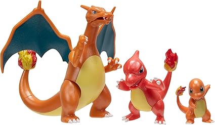 Lot de 3 figurines Pokémon (Salamèche, Reptincel, Dracaufeu)