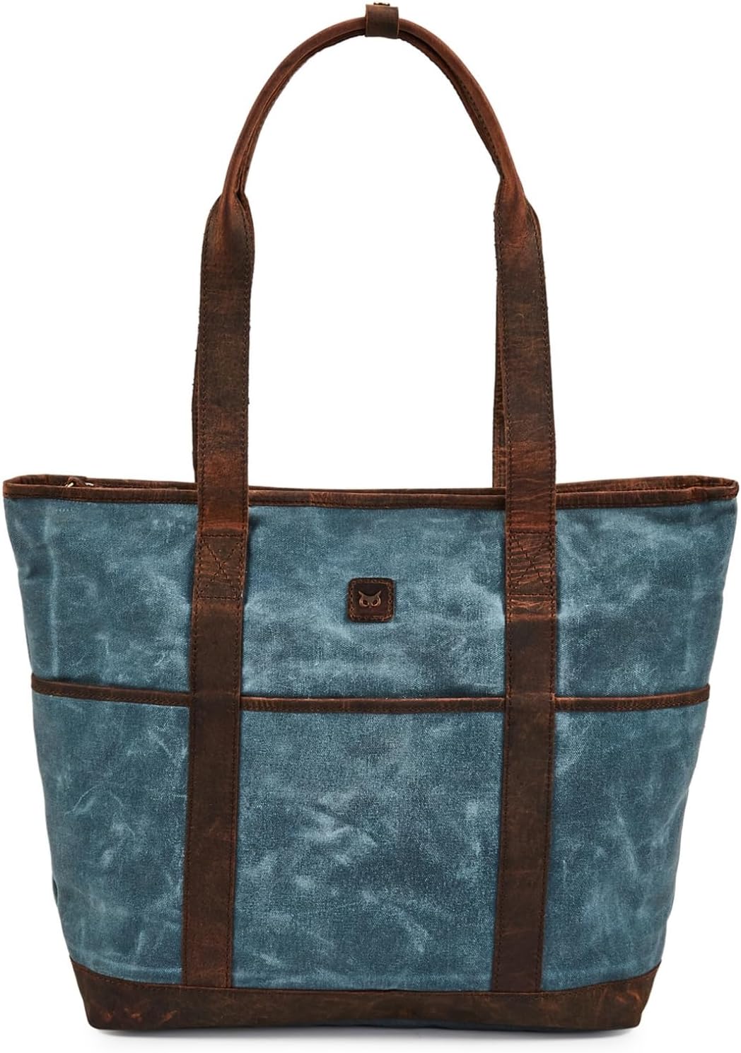 Wise Owl Accessories Tote Bag for Women Large Work Shoulder Handbag in Waxed Canvas & Leather for Office Teacher & Nurse