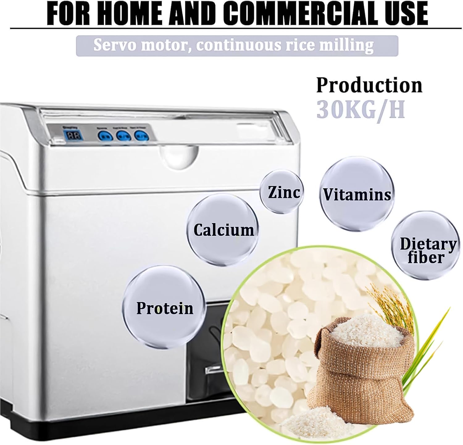 500W Automatic Rice Milling and Hulling Machine, Grain Peeling Sheller with Rice Bran Separator, 60 kg/h Capacity for Wheat and Cereals, Household Electric Rice Mill