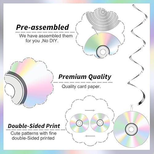 Miniatura 3 de Decoraciones de remolinos colgantes para fiestas de los años 90, decoraciones retro para fiestas musicales de los años 90, decoraciones de fiesta de