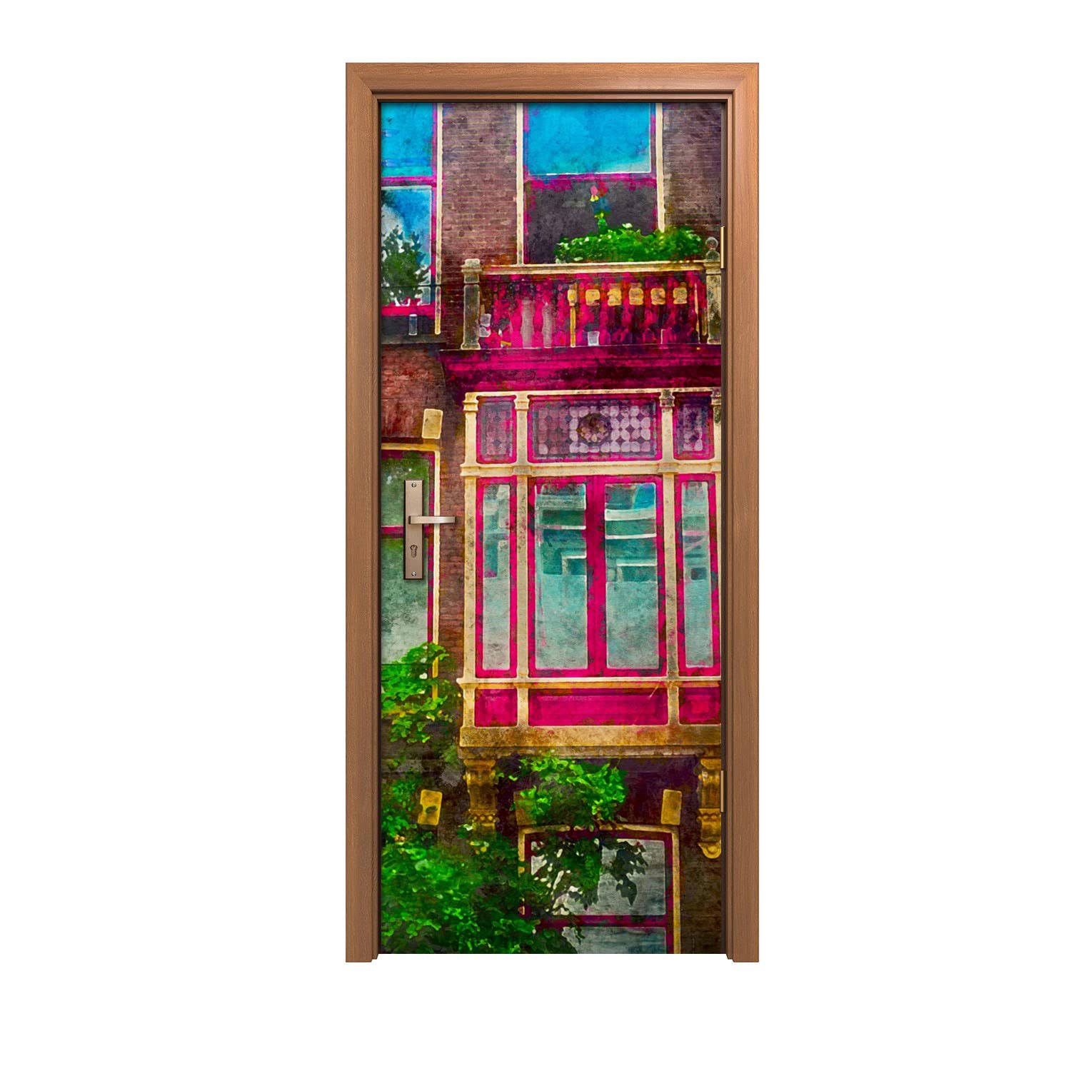 Autocollant de porte fenêtre d'architecture pour agrandir un salon