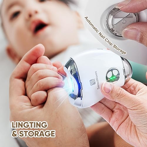Miniatura 6 de Cortaúñas eléctrico 3 en 1 para bebés y adultos, recortadora recargable por USB con luz LED, pulidora y contenedor de almacenamiento, velocidad
