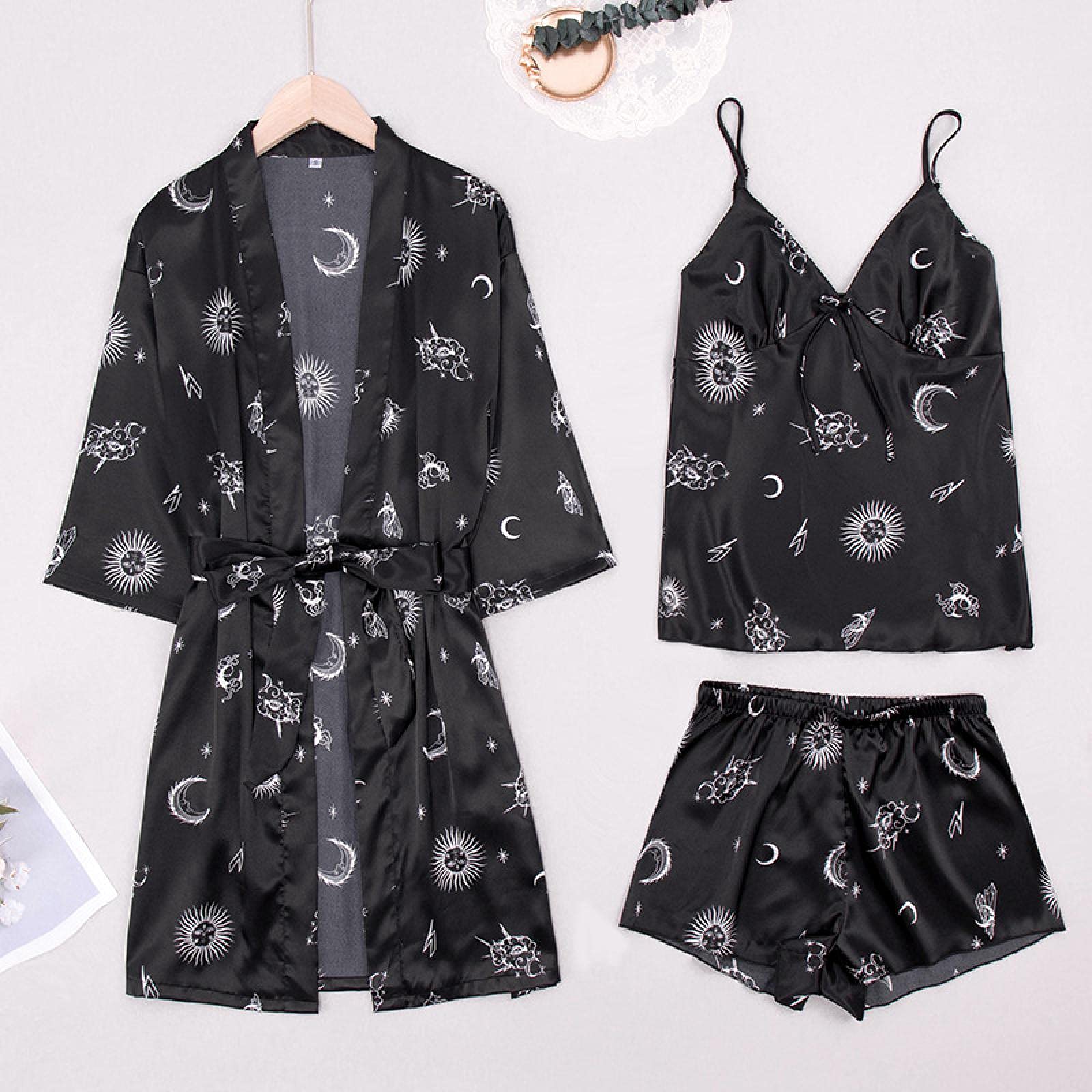 Pyjama en satin de soie synthétique haut de gamme pour femme XL