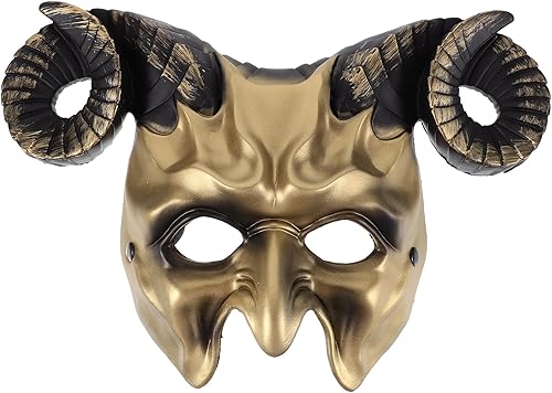 Abaodam Máscara de cuerno de buey, máscara de cuernos, máscara de media cara de animal para festivales, fiestas, disfraz de Halloween, cosplay