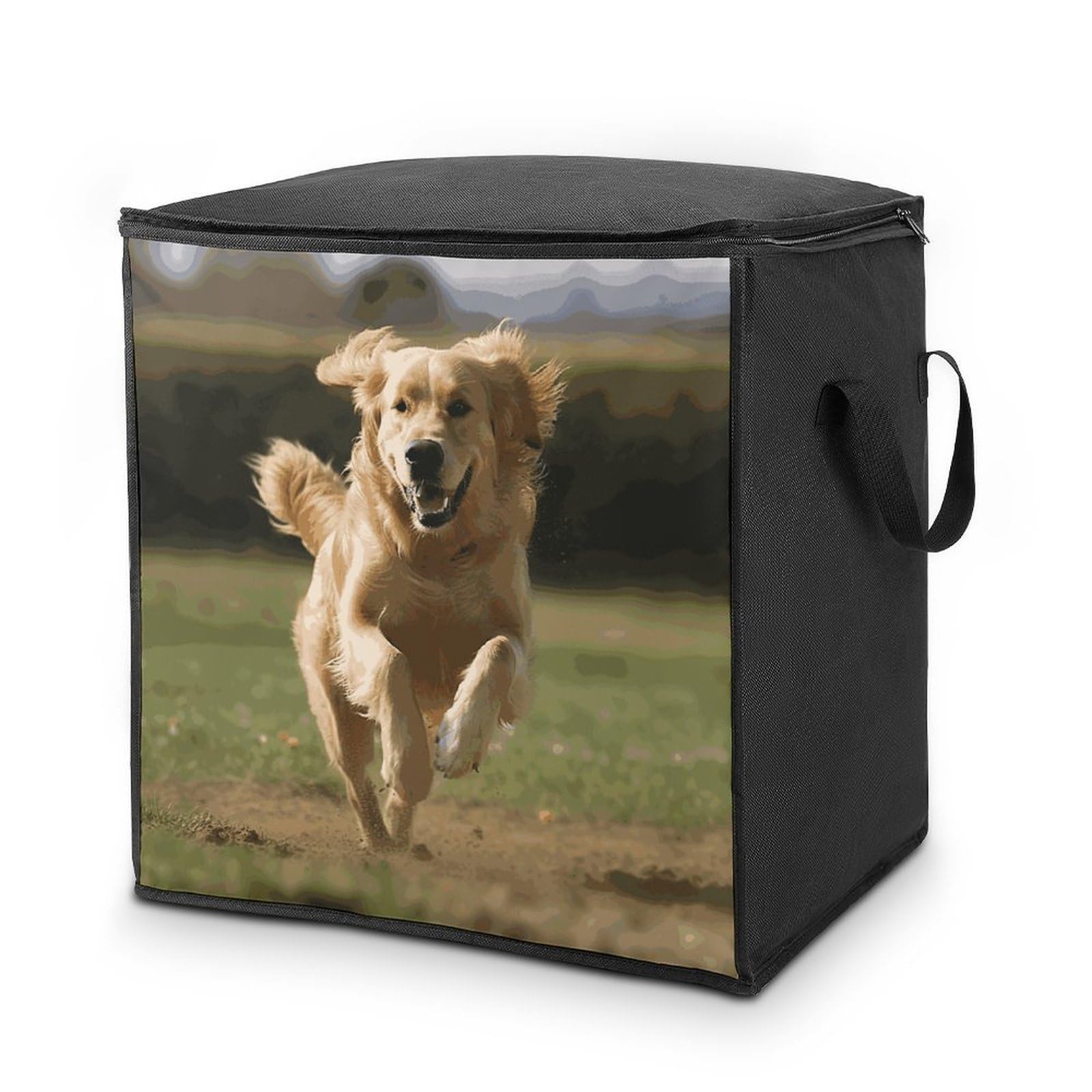 Fekiloot Style Golden Retriever Running Storage Bags With Reinforced Handles,Moving Bag With Zipper,Closet Organizers,Compression Packing Cubes