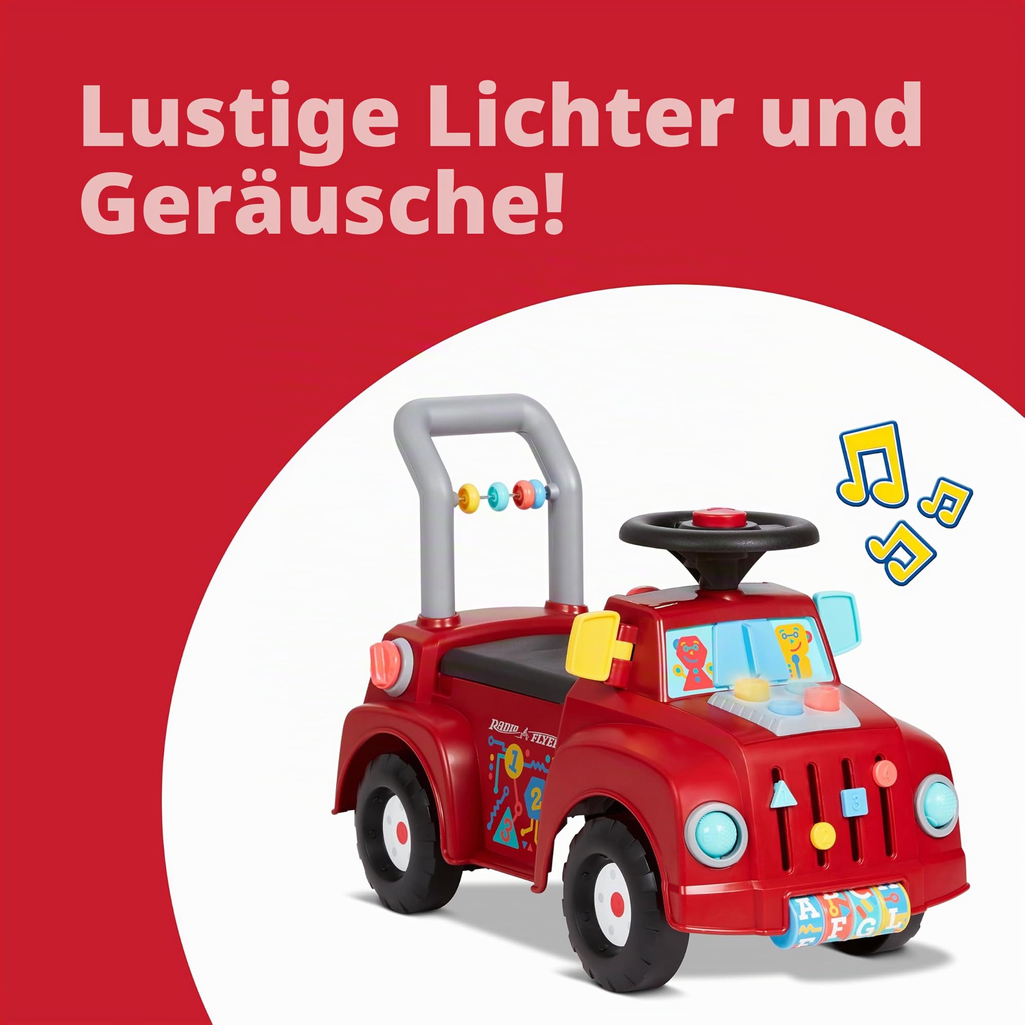 Radio Flyer Tinker Truck mit Lichtern und Geräuschen, Rutschspielzeug, Mitfahrspielzeug für Kleinkinder, für Kinder von 1–3 Jahren, Rot