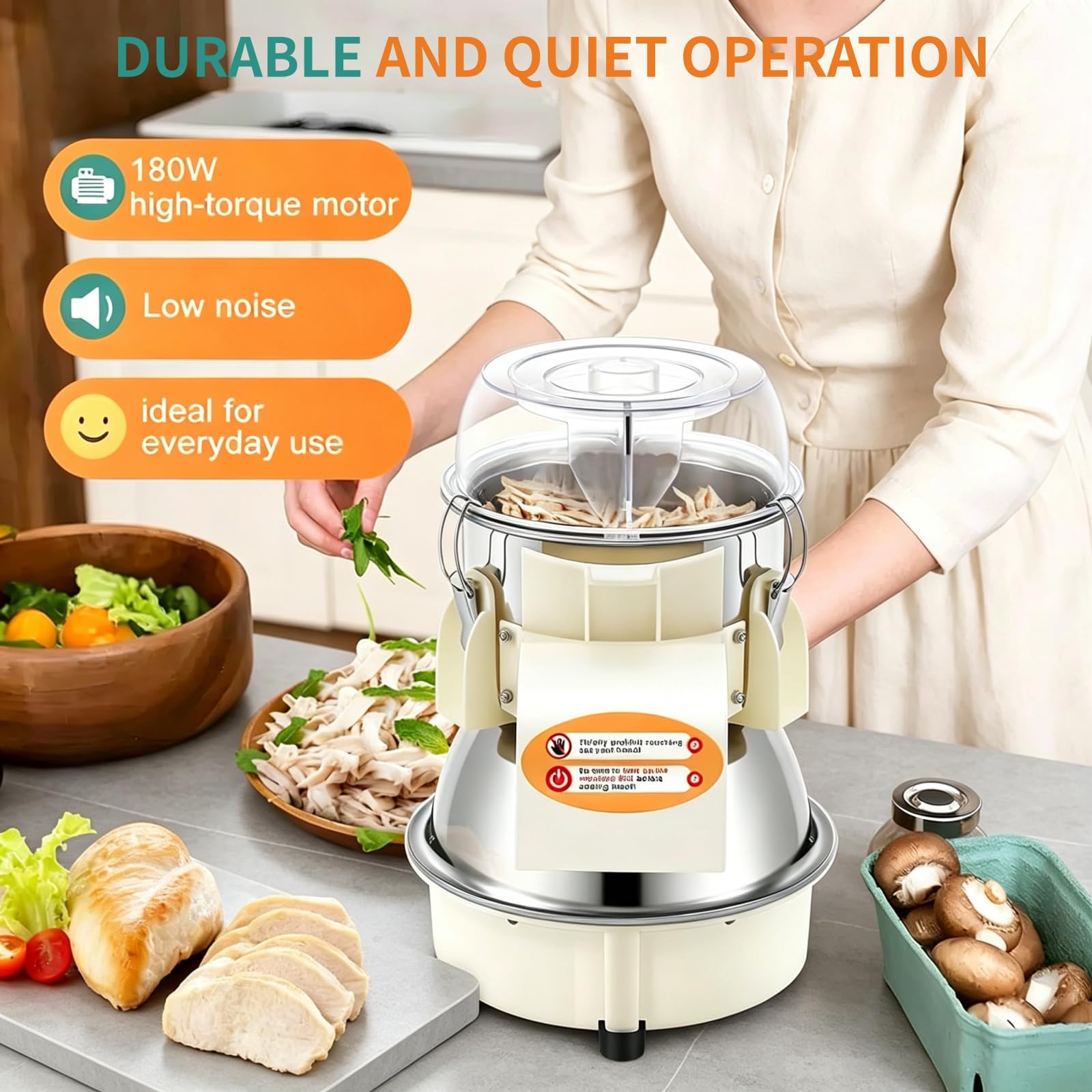 Máquina trituradora de carne – Equipo eléctrico de trituración de alimentos para pollo y cerdo, capacidad de 180 W, 240 libras/h, perfecto para uso doméstico y de cocina de restaurante