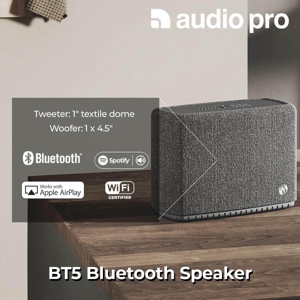 Audio Pro Cassa Wireless Bluetooth e Wifi Multiroom Potente - Speaker con AirPlay2, Google Cast, Spotify Connect e HiFi - Waterproof IPX2 - Altoparlante da Esterno A15 - Grigio Scuro