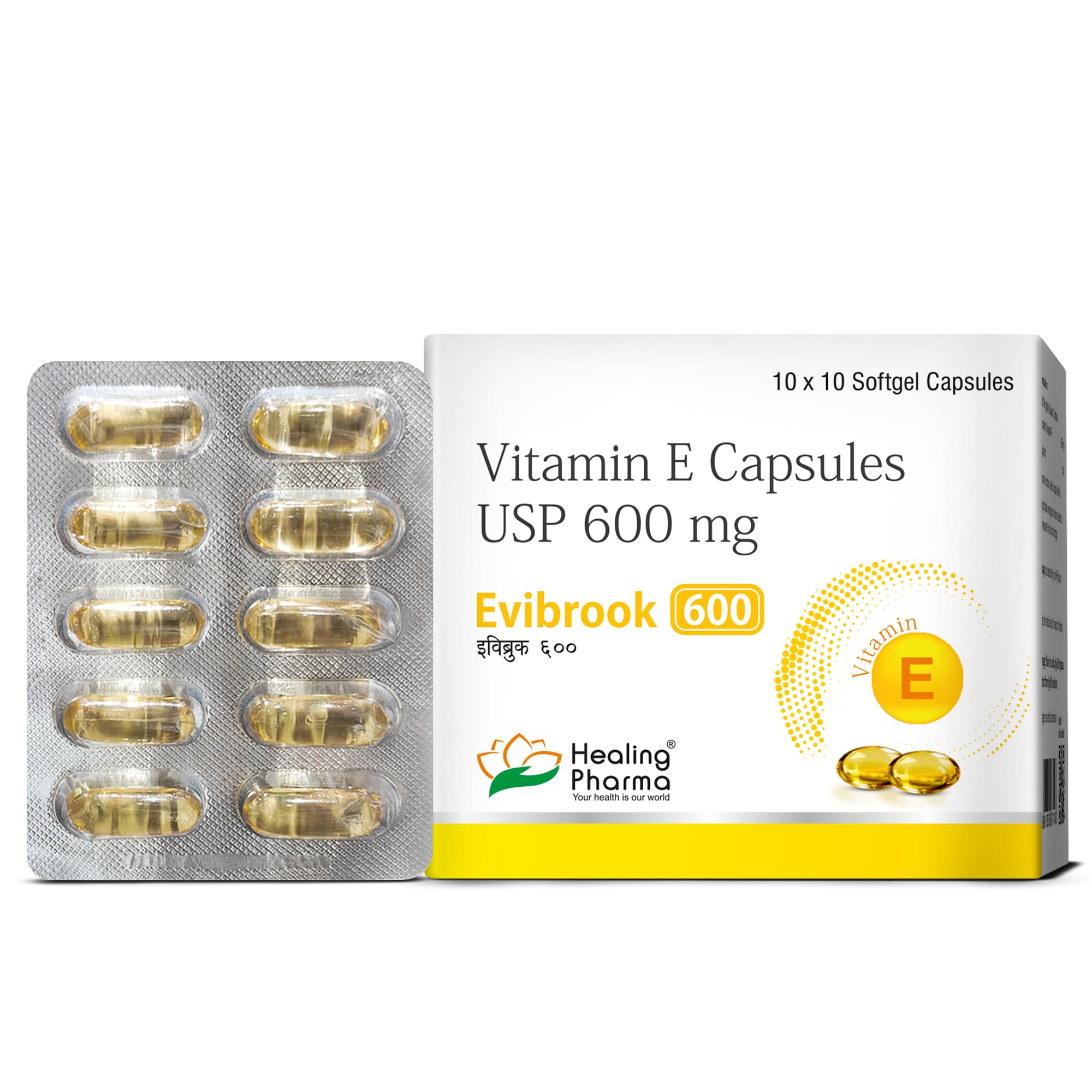 Healing Pharma - Evibrook 400 mg Vitamin E Capsule for Face, Skin and Hair | Vitamin E Supplements for Men and Women - 10 Caps x 4 Strip — Amazon image 9