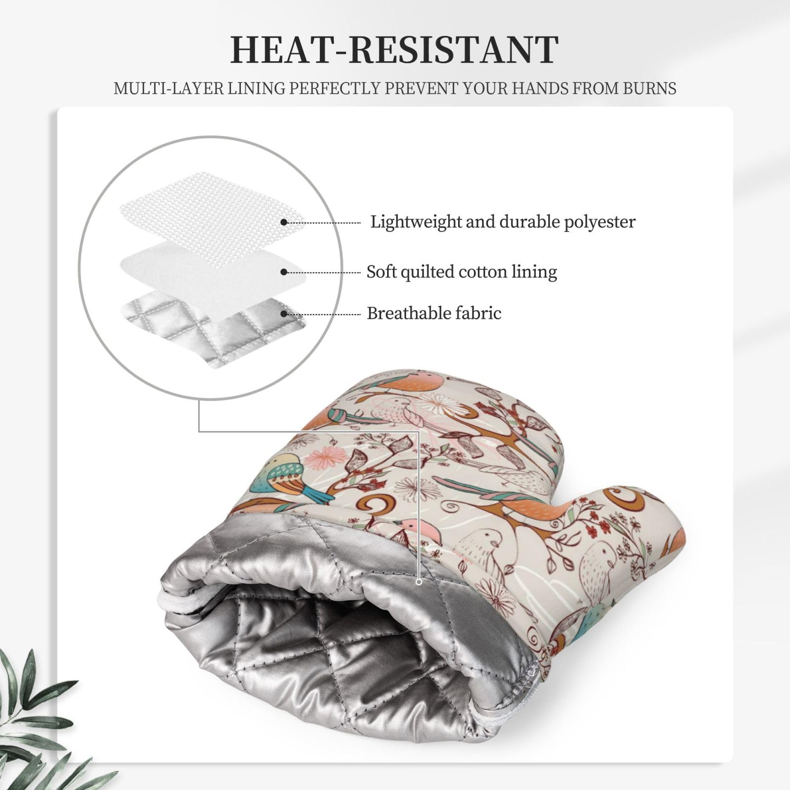 Lot de 4 maniques et grilles de cuisson colorées avec branches