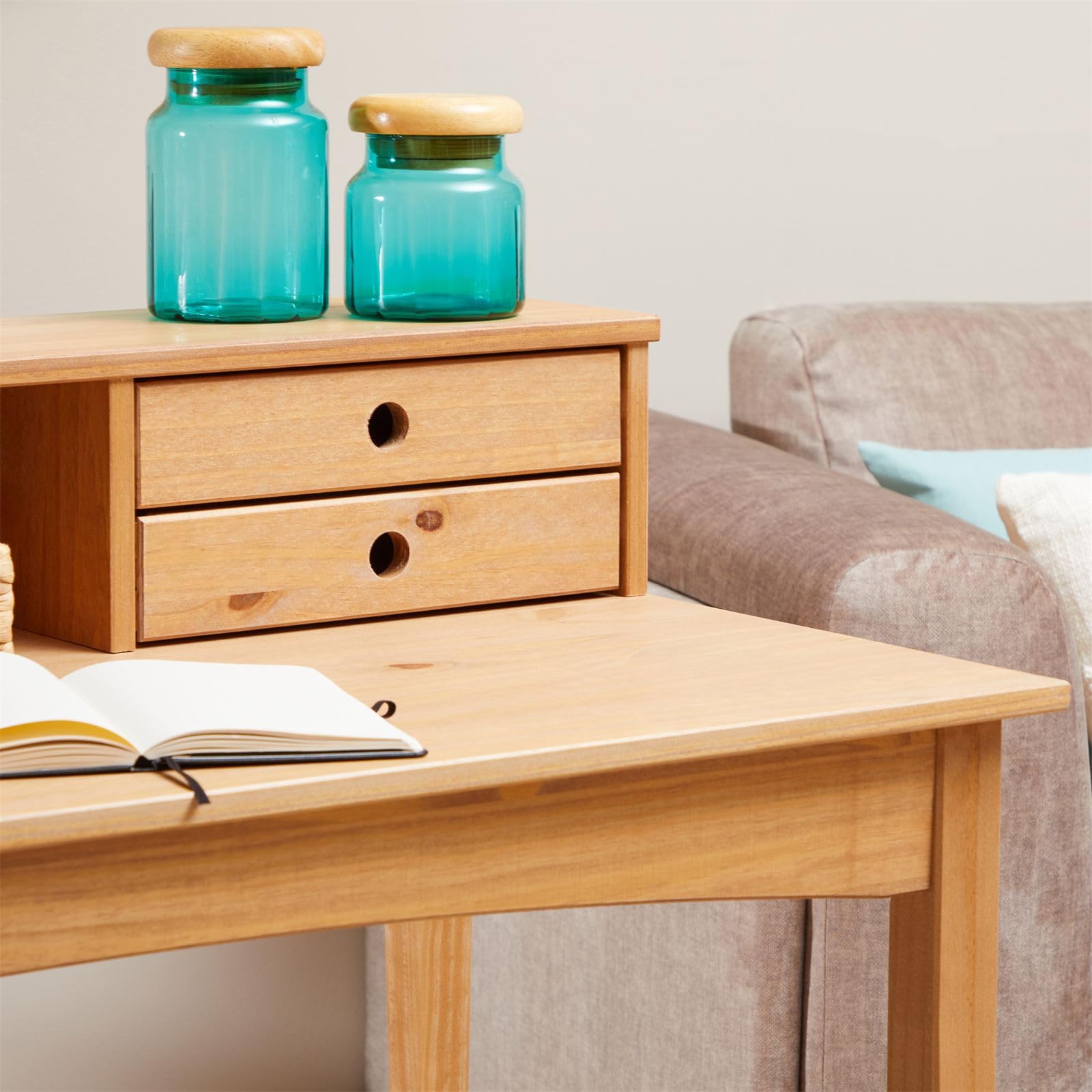 IDIMEX Schreibtisch Milano mit 4 Schubladen und 1 Fach aus Massivholz, Eiche Farben, robuste Verarbeitung PC-Tisch mit Stauraum für Büro und Home-Office