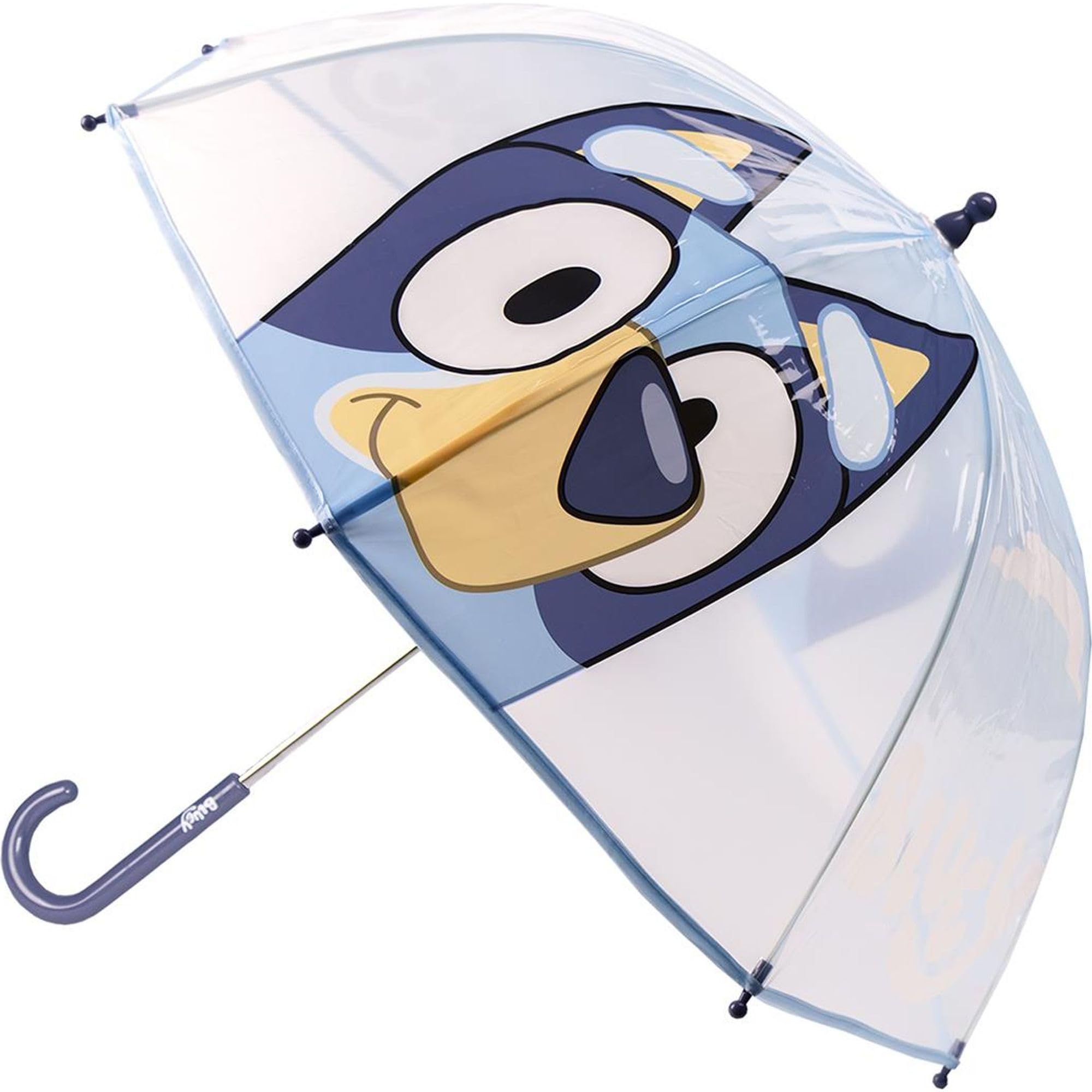 Niebieski ręczny parasol dla dzieci - przezroczysty z nadrukiem Bluey - ręczne otwieranie - 100% POE ze strukturą z włókna szklanego - oryginalny produkt zaprojektowany w Polsce, Wielobarwny, Talla