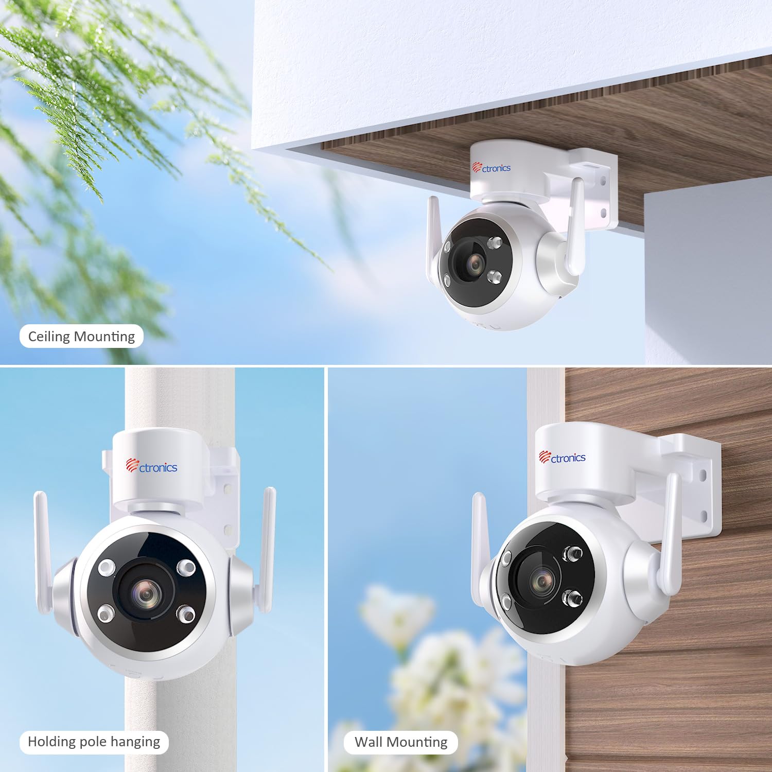 Ctronics Kit Cámara Vigilancia WiFi Exterior 4PCS, IP Camara Vigilancia Domicilio con Seguimiento Auto Detección Humana, 30M Visión Nocturna Colorida, Audio Bidireccional, 3 Métodos de Montaje (4)