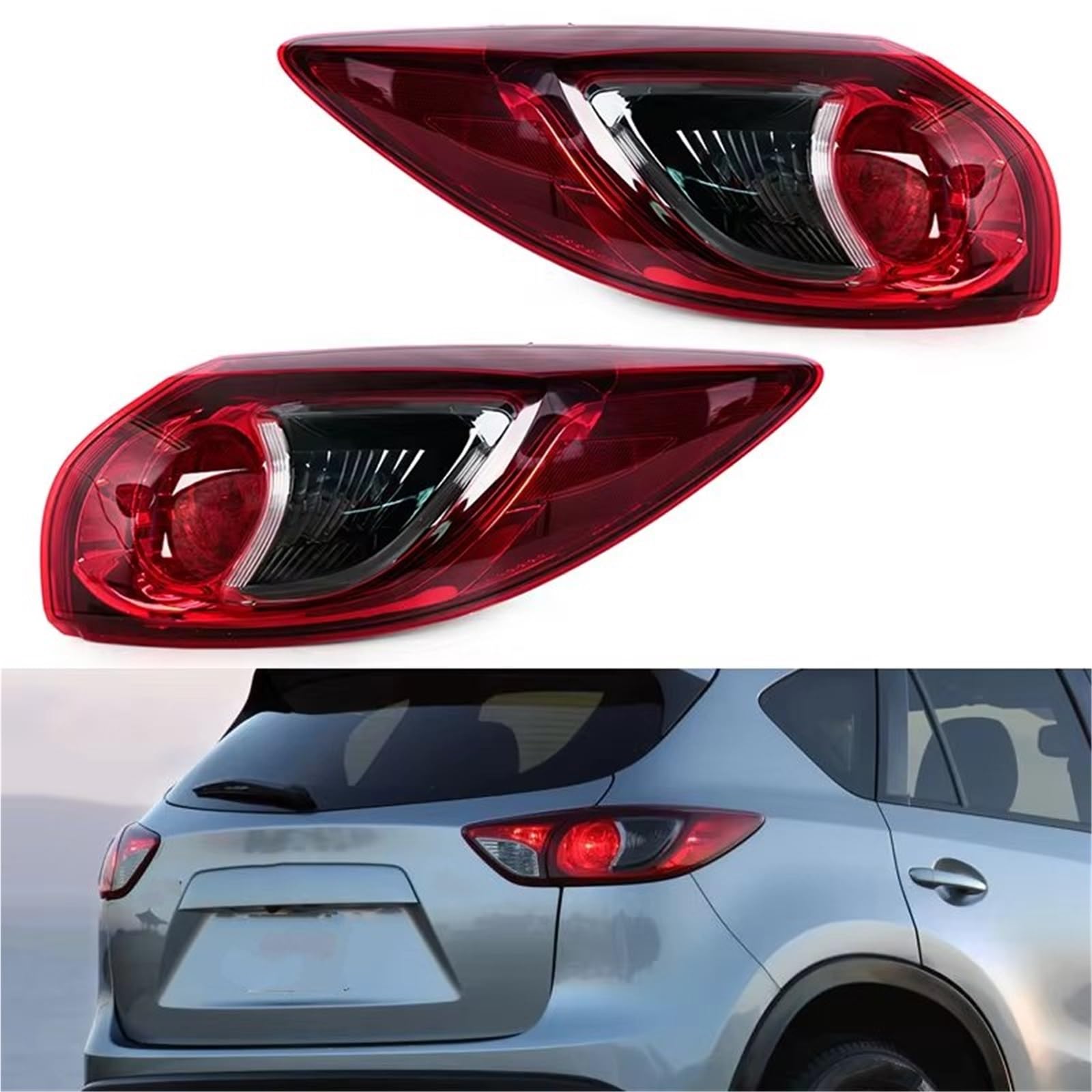 Genérico Piloto Trasero Para Mazda Para Cx5 Para Cx-5 2013-2016 Luz Trasera De Freno Marcha Atrás Carcasa Sin Bombilla Accesorios Para Automóvil Luz Trasera Coche(Left outside)