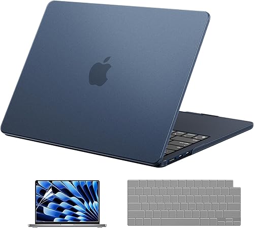 Vista 26 de EooCoo Funda compatible con MacBook Air de 15 pulgadas M5 2026 2025-2023 Release M4 M3 M2 modelo A3448 A3241 A3114 A2941, carcasa rígida de negro