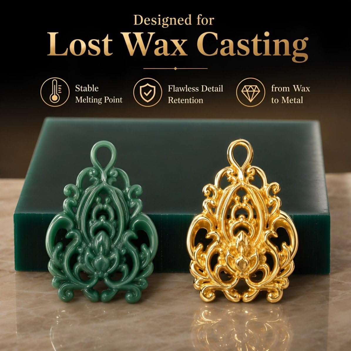 SUPVOX Lámina de Cera Verde para Tallar Joyería y Anillos, 9x7x1,4 Cm