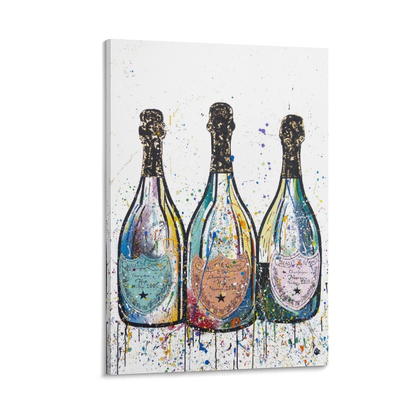 Amazon.co.jp: シャンパンボトル 絵画抽象的なカラーアートポスター