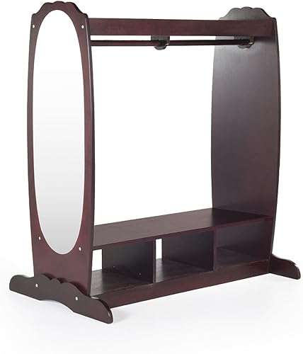 Miniatura 3 de Guidecraft Almacenamiento de disfraces  Espresso tocador de disfraces para niños armario con estante cubos de juguetes y espejo completo organizador