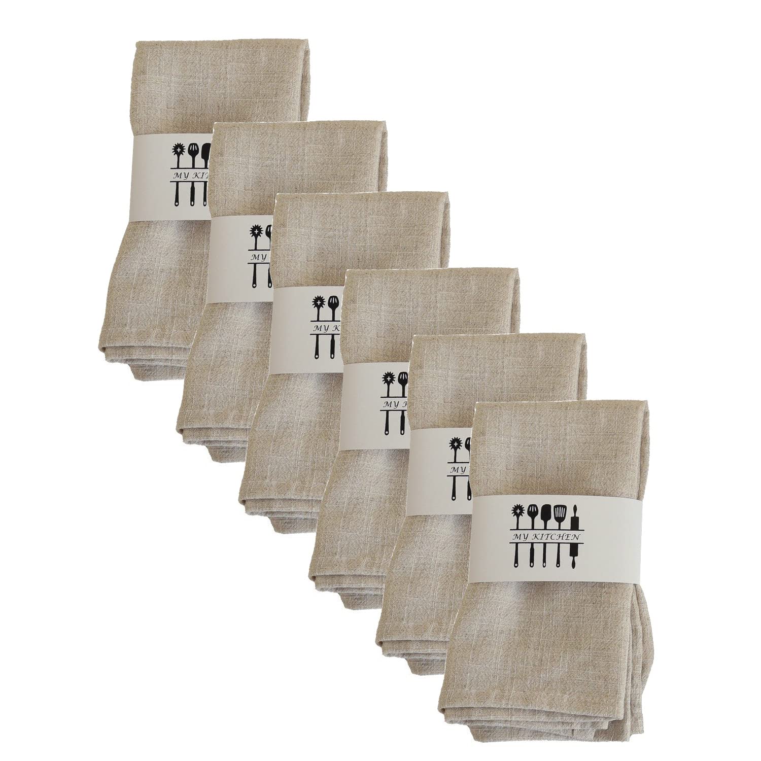 6er Set Stoffservietten Leinenservietten Baumwolle 100% Natur Leinen Tischdekoration Küche Esstisch Abendessen Cafe Restaurant 40*40CM Familienessen Hochzeiten Cocktail Startseite Weihnachten(Beige)