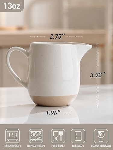 Miniatura 4 de famiware Milkyway - Crema de 13 onzas con asa, cerámica para cafélechesalsaservirensalada, dispensador de cerámica de arce y jarabe, vaso espumador