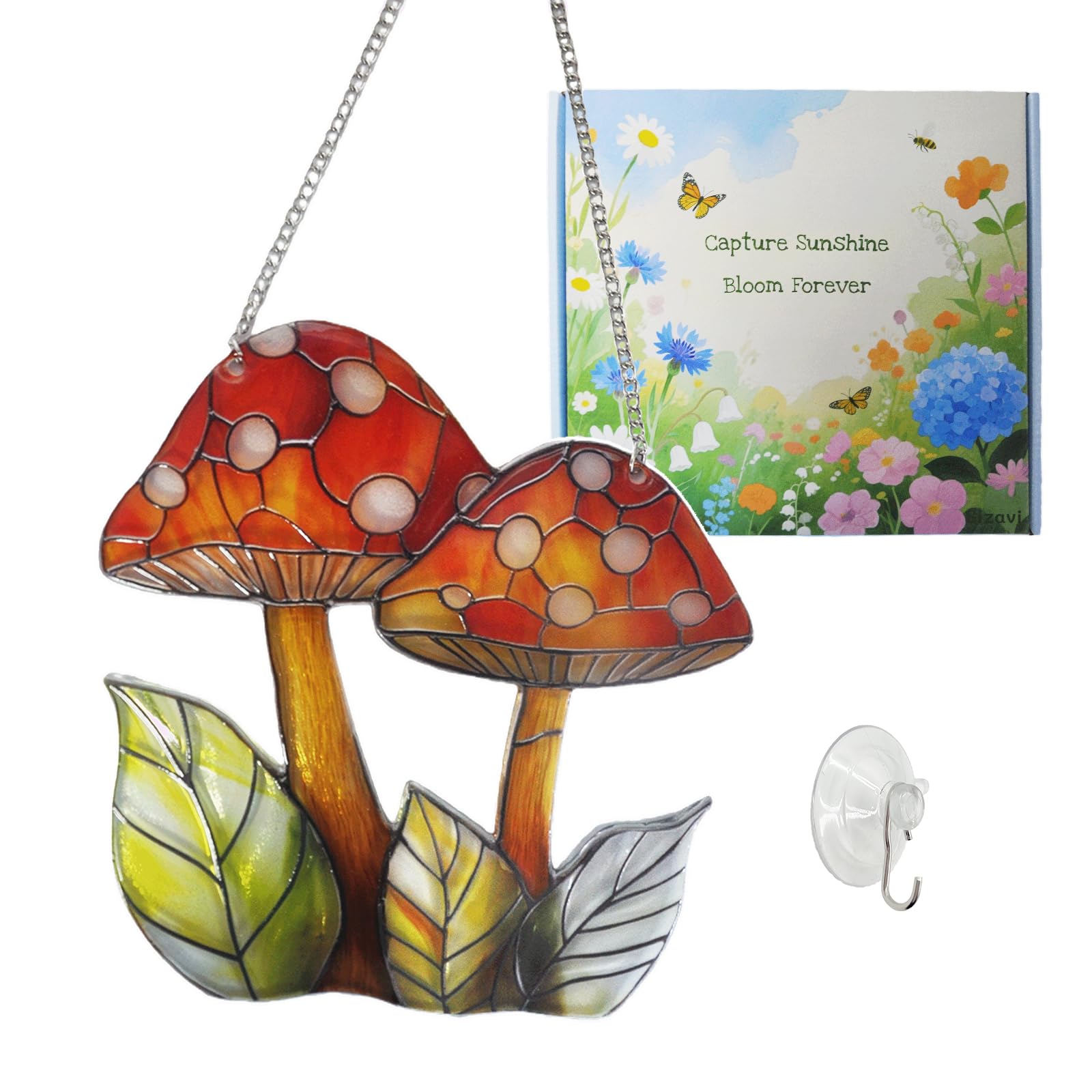 Attrape-soleil champignon vitrail fait main pour illuminer une pièce sombre